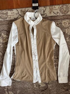Cavalleria Toscana Two-Tone Beige & White Show Shirt